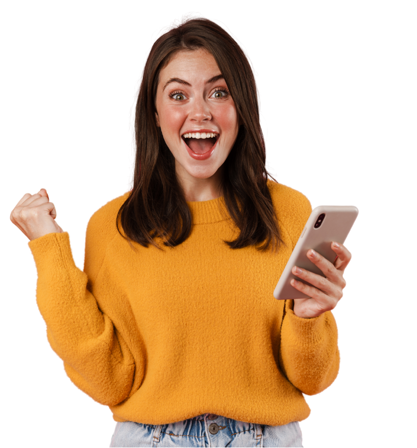 Surprised person looking at phone